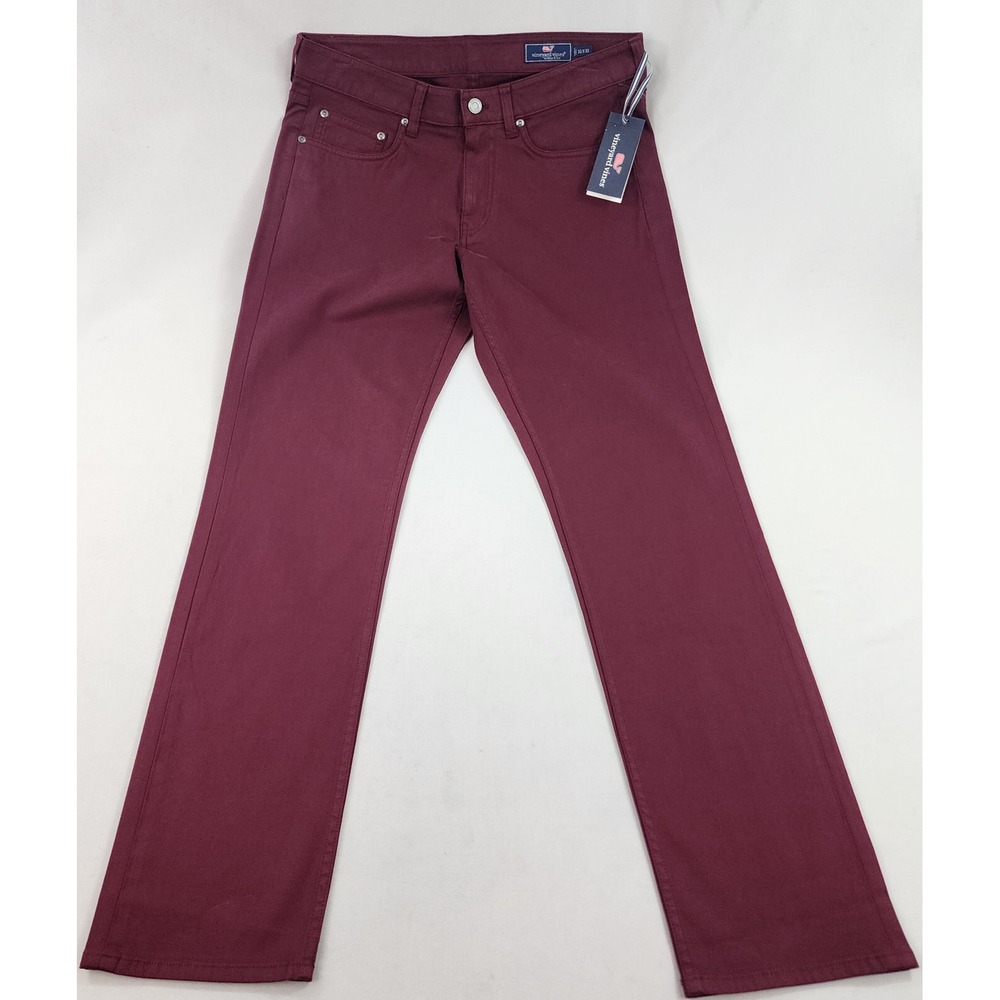 Vineyard Vines Mens 32x32 Burgundy Straight Stretch Jeans 1P001130 NEW